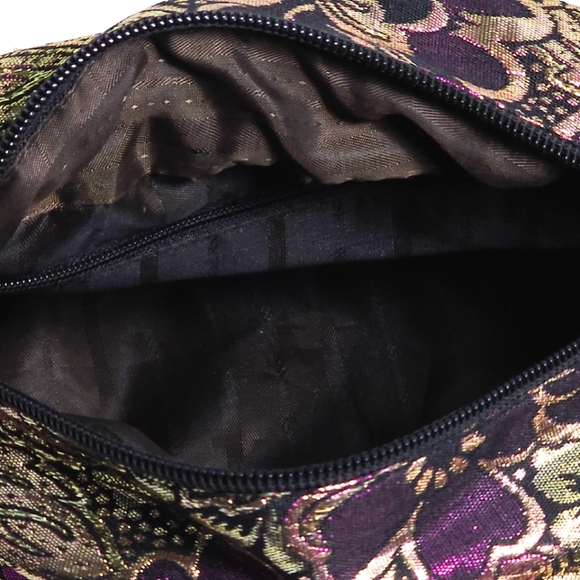 Brocade Floral Triangle Handbag in Gold & Purple - Picture 5 of 8